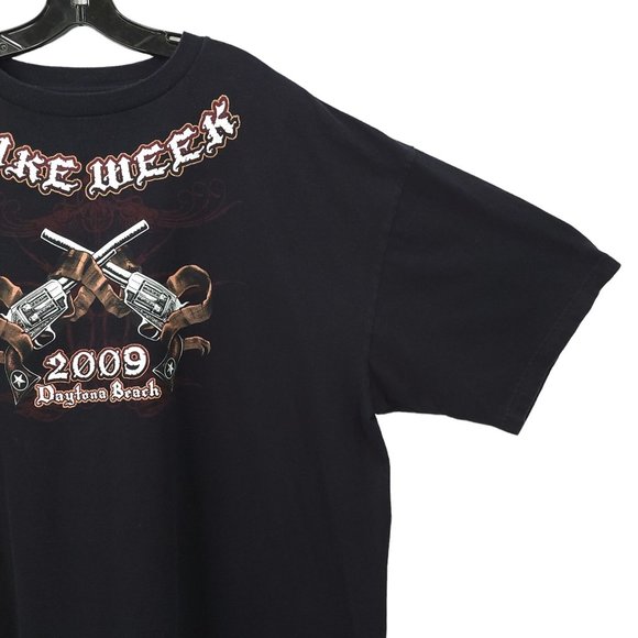 Bike Week 2009 Daytona Beach T Shirt Mens 3XL Double Sided Crew Neck Black Biker - Picture 12 of 16